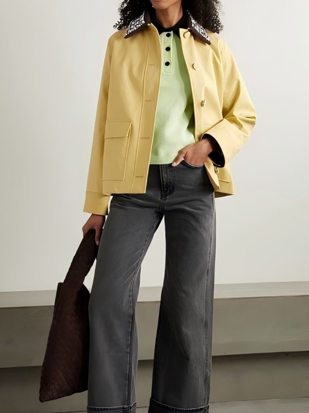 Veronica Beard Arlen Dickey Embellished Cotton-poplin Jacket Yellow